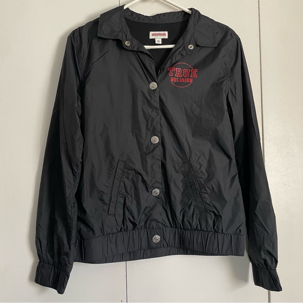 True Religion Black Bomber Jacket Lightweight Design